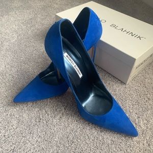 Manila Blahnik blue suede